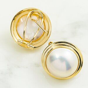 14K Yellow Gold Mabe Pearl Earrings